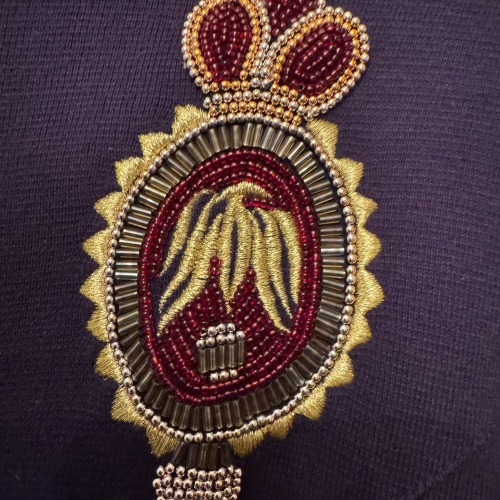 Vtg ADRIENNE VITTADINI Jeweled Beaded Trophy Soft Cotton Knit Jacket Sz S - Picture 8 of 10